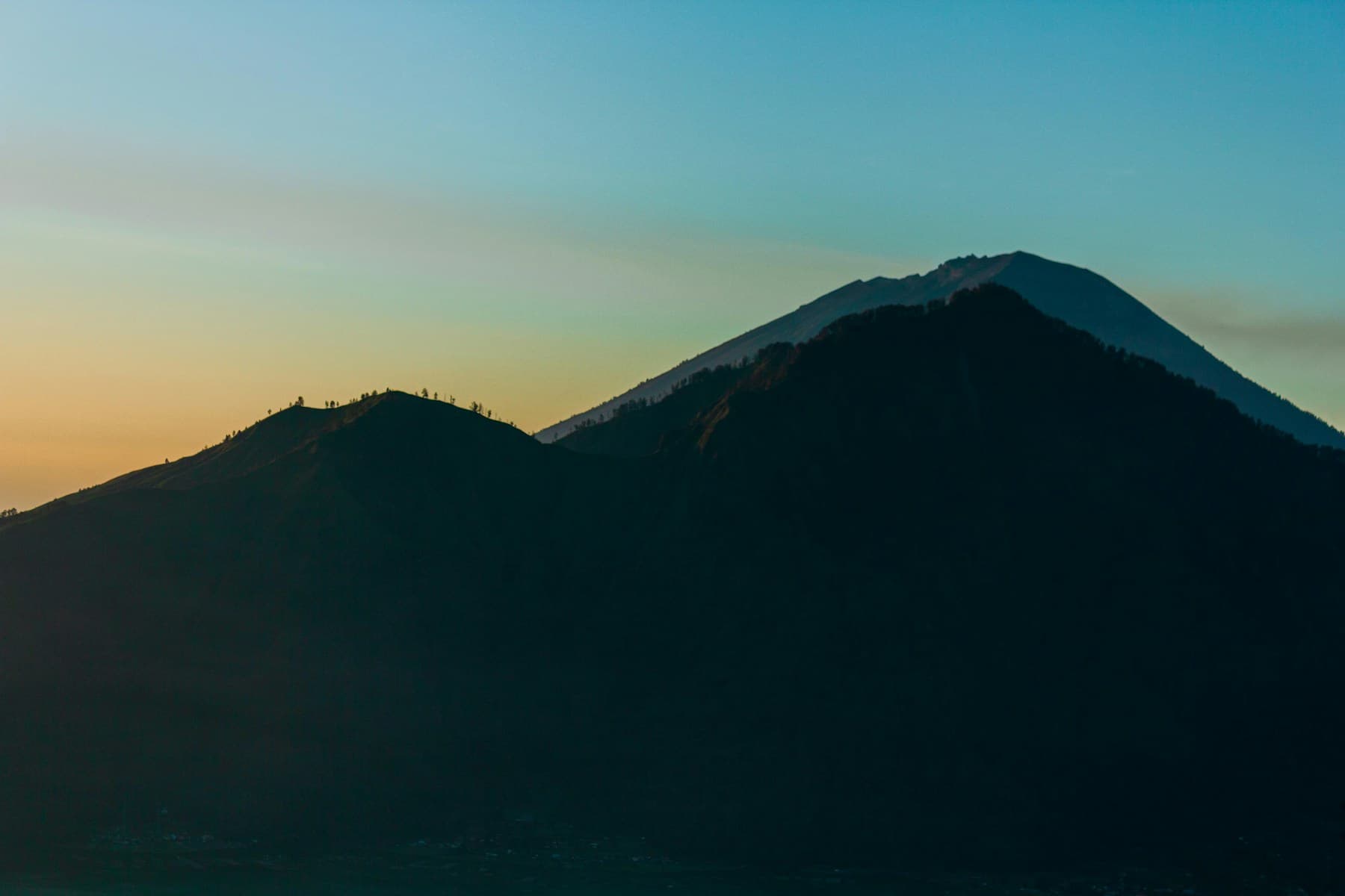 Sunrise over the mountains around Mount Batur